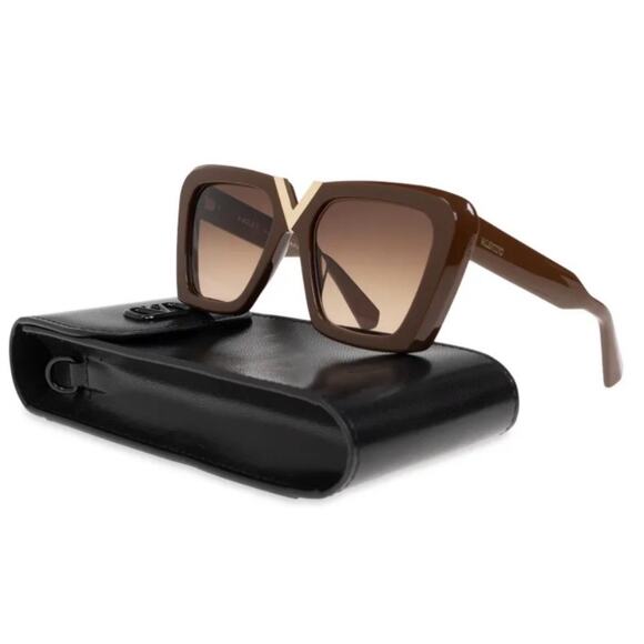 New! Valentino V GOLD || VLS 161B, Elegant Brown Sunglasses, Authentic main image 8